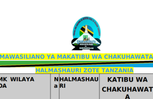 Fomu ya kujiunga na chama cha Walimu Chakuhawata