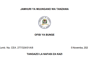Nafasi Za Kazi Bunge La Muungano Tanzania 2025