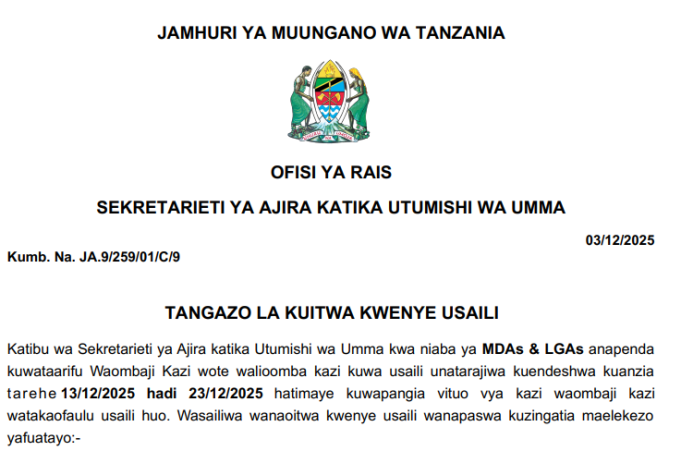 Majina Walimu walioitwa kwenye Usaili MDAs & LGAs 2025